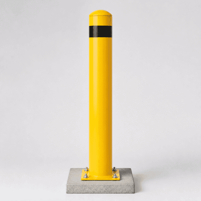 Yellow commercial safety bollard